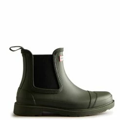 Hunter Women's Commando Chelsea Boots In Dark Olive