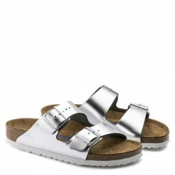 Birkenstock Women's Arizona Softbed Leather In Metallic Silver (Narrow Width) 9 Birkenstock Women's Arizona Softbed Leather In Metallic Silver (Narrow Width) -Shoe Shop 1 0 1005961 pair 1100x