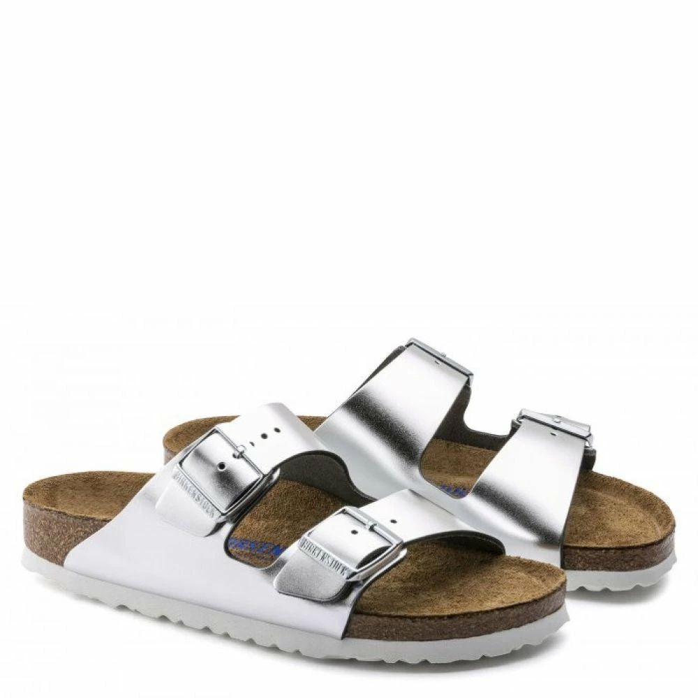 Birkenstock Women's Arizona Softbed Leather In Metallic Silver (Narrow Width) 5 Birkenstock Women's Arizona Softbed Leather In Metallic Silver (Narrow Width) - Image 3