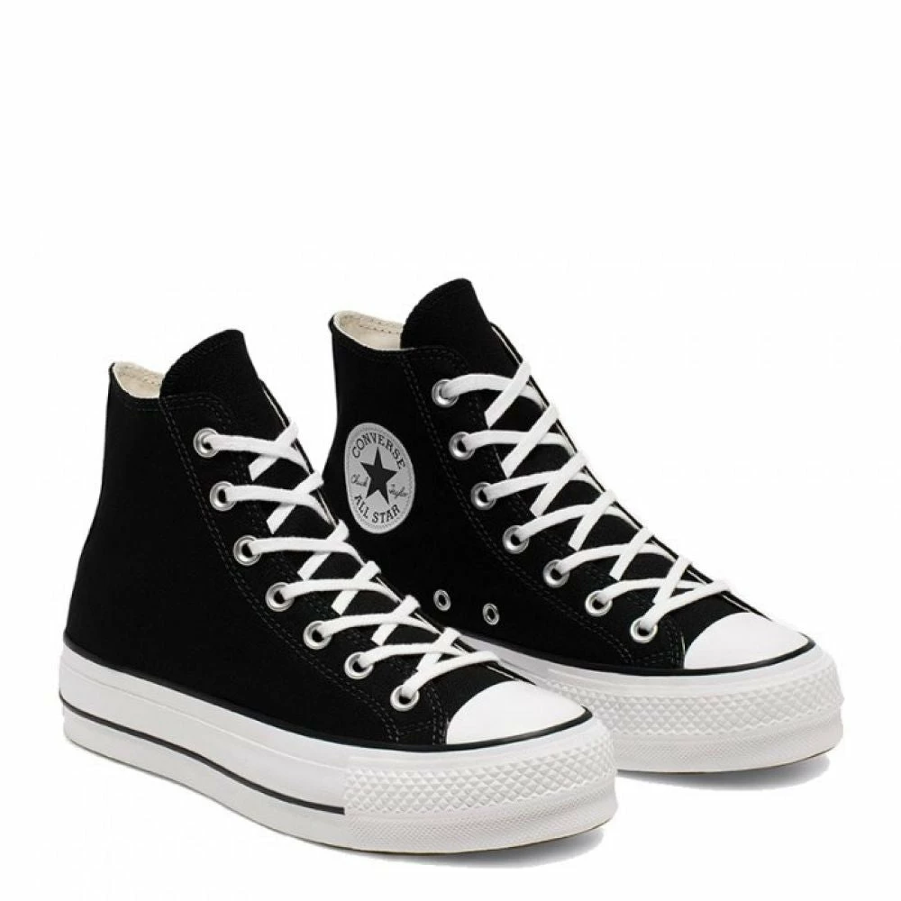 Converse Women's Chuck Taylor All Star Canvas Platform Hi In Black/White/White 6 Converse Women's Chuck Taylor All Star Canvas Platform Hi In Black/White/White - Image 4