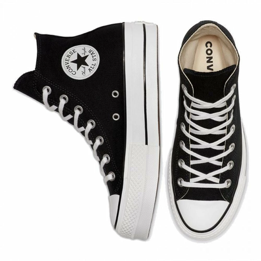 Converse Women's Chuck Taylor All Star Canvas Platform Hi In Black/White/White 5 Converse Women's Chuck Taylor All Star Canvas Platform Hi In Black/White/White - Image 3