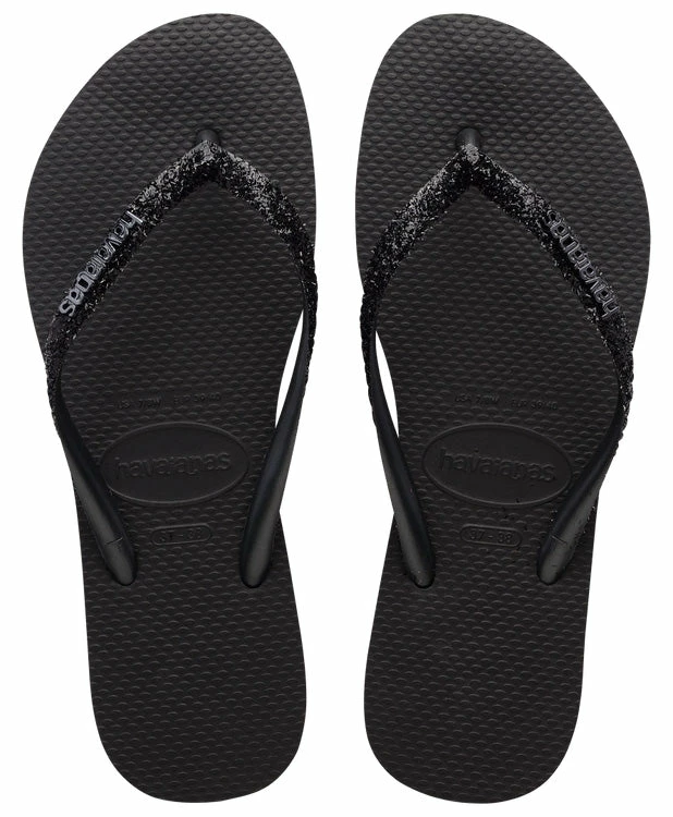 Havaianas Women's Slim Glitter II In Black 3 Havaianas Women's Slim Glitter II In Black