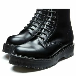 Solovair 8 Eye Zip Platform Derby Boot In Black Hi-Shine -Shoe Shop SV S8 551 BK ZIP HI 111 4 1100x