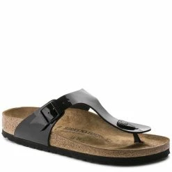 Birkenstock Gizeh Birko-Flor Patent In Black -Shoe Shop b i birkenstock birko flor patent black 43663 2 1100x