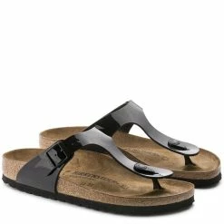 Birkenstock Gizeh Birko-Flor Patent In Black -Shoe Shop b i birkenstock birko flor patent black 43663 3 1100x