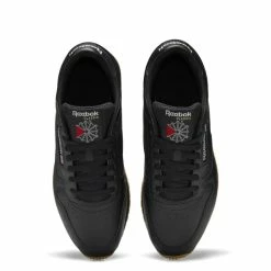 Reebok Women's Classic Leather In Core Black/Pure Grey 5/Rubber Gum 3 -Shoe Shop gy0954 2 footwear photography top portrait view white 472e7f62 2f1a 4e8c 9455 158259e41b90 1100x