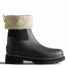 Hunter Women's Refined Stitch Roll Top Sherpa Boots In Black -Shoe Shop wfs1010nes blk 1100x